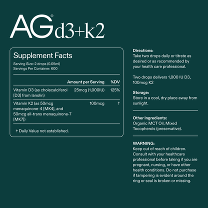AG1： Vitamin D3+K2